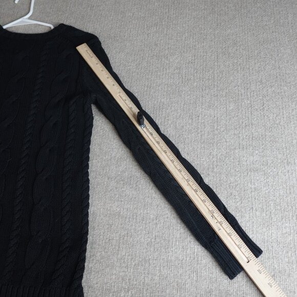 Polo Ralph Lauren Womens Sweater Small Black Cable Knit Fisherman Side Zips - Picture 10 of 11